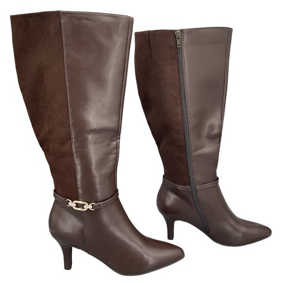NEW Karen Scott Women’s Freyln Comfort Insole Knee High Boots Brown Size 8.5M - Picture 1 of 10